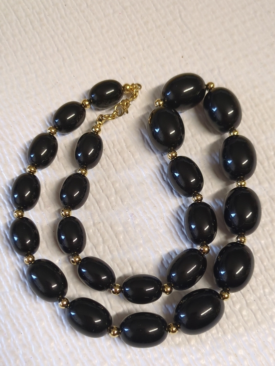 Monet Jewelry - ☀️R63 Monet Black Bead 16" Necklace with Gold Accents - Signed clasp and tag